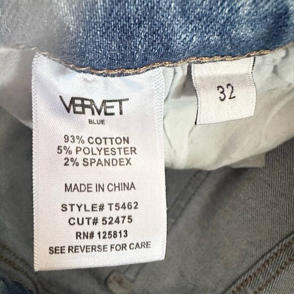 Vervet High Rise Distressed Flared Leg White Wash Denim Jeans Clean Hem 32 - Picture 2 of 15